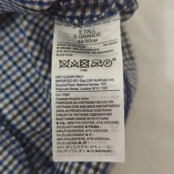 Banana Republic Houndstooth Check Tie-Back Sheath Dress, Color Blue/White Size 6 - Picture 15 of 16